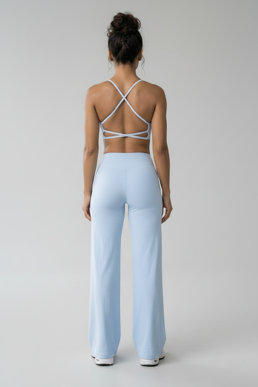 Sky Blue Back View - Grey Background
